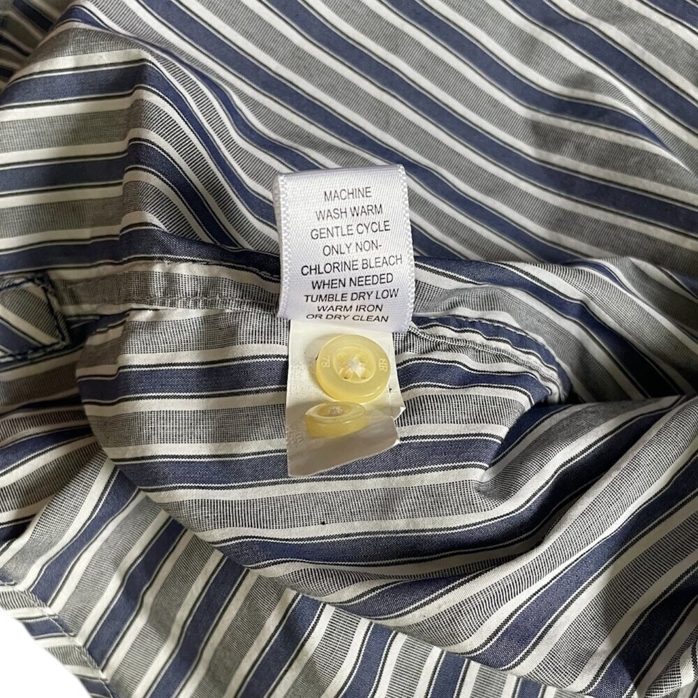 Banana Republic Button Down Slim Fit Shirt Mens Long Sleeve Blue Gray Striped L - Picture 6 of 8